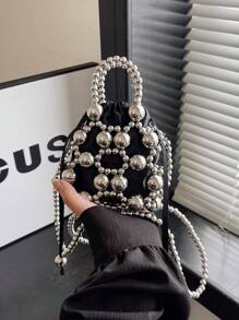 Bolso / bolso cruzado de moda simple, elegante y moderno con perlas nuevo, para la escuela, el trabajo, ocasiones casuales y viajes