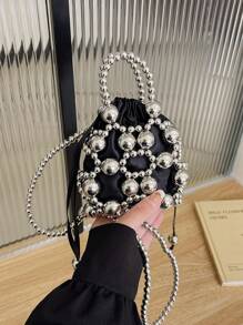 Bolso / bolso cruzado de moda simple, elegante y moderno con perlas nuevo, para la escuela, el trabajo, ocasiones casuales y viajes