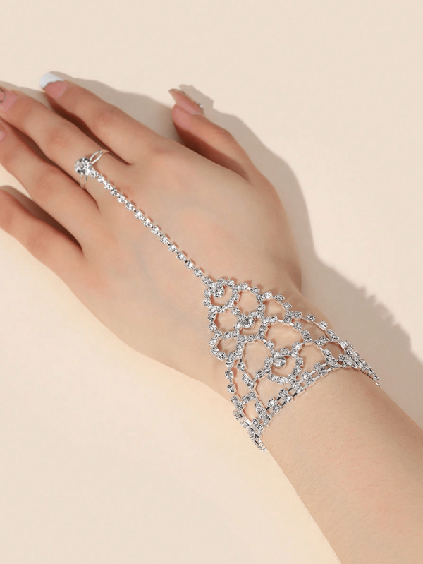 1pc Glamorous Rhinestone Decor Mittens Bracelet For Women For Daily Decoration