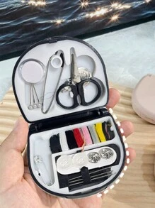 Floral Pattern Sewing Tool Box, Letters A-Z, Perfect Gift For Sewing Beginners: 1 Set Portable Mini Sewing Kit - Foldable, DIY Sewing Supplies And Accessories, Suitable For Travelers And Emergency Clothing Fixers, Mini Needle Box Portable Small Needle Pouch Sewing Tool Combination Set Hotel Supplies (Pin Color Random) - Black - View 5