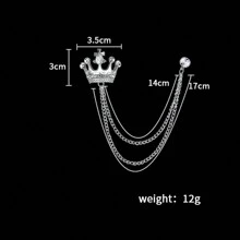 Luxuriöse Herren Brosche in Kronenform mit Strass, britischer Stil Anzugkette Pin, Vintage Ansteckblume Abzeichen Halloween Pin für Kleidung Tasche Charm Schule Kpop Rucksack Lehrerbedarf Taschencharms, süße Büroaccessoires Hemden Jacke Schmuck Herbst-Winter Accessoires, geeignet für Jugendliche, Jungen, Herren, Lässig, Outdoor, Sport, Urlaub, Abschlussgeschenke, Geburtstag, Alltagskleidung Lustige Lehrergeschenke