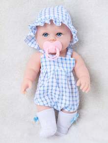 Búp bê em bé 12 inch Búp bê mô phỏng em bé dễ thương Bộ đồ liền thân kẻ sọc xanh Quần áo liền thân Váy búp bê Đồ chơi Búp bê dễ thương Quà tặng hoàn hảo cho trẻ em - Màu xanh lam - Xem 2