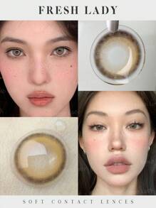FRESH LADY 1 Pair Natural Honey Color Soft Contact Lens Caramel Whirl 14.00mm For Daily Wear Cosmetic Lenses Yearly Disposable