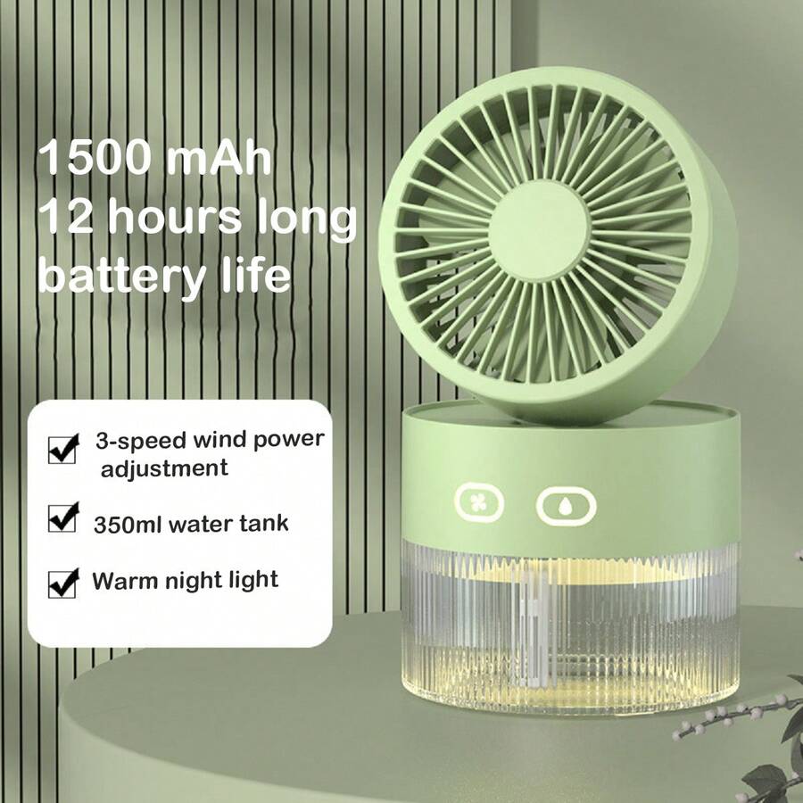 迷你USB可充電桌面噴霧風扇，強風輸出，大容量電池，加濕功能，輕便小巧，適合居家使用，是一份絕佳的禮物 - 彩色 - 查看 1