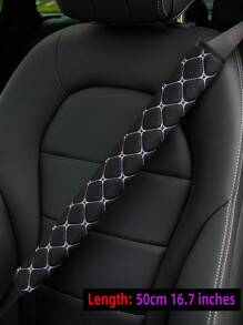 MEIKAXIU 1入繡花布料透氣可伸展汽車/卡車安全帶肩墊，提供30cm/11.8英寸、50cm/16.7英寸、75cm/29.5英寸長度選擇，車內配件