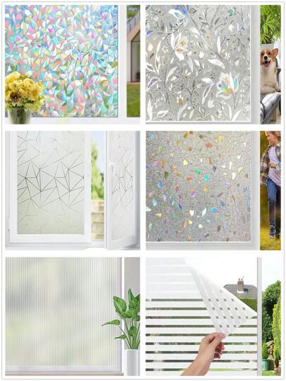 Window Privacy Film: Frosted Glass Window Film Decorative Window Clings Opaque Static Cling Winter Stickers Heat Insulation Sun Blocking Door Window Covering Home Window Blinds, Stickers, Wall Decal, Vinyl Decal For Home Decorations, Spring Decoration Items Refresh Your Home, Rama Decoration Stickers Gifts Birthday Graduation