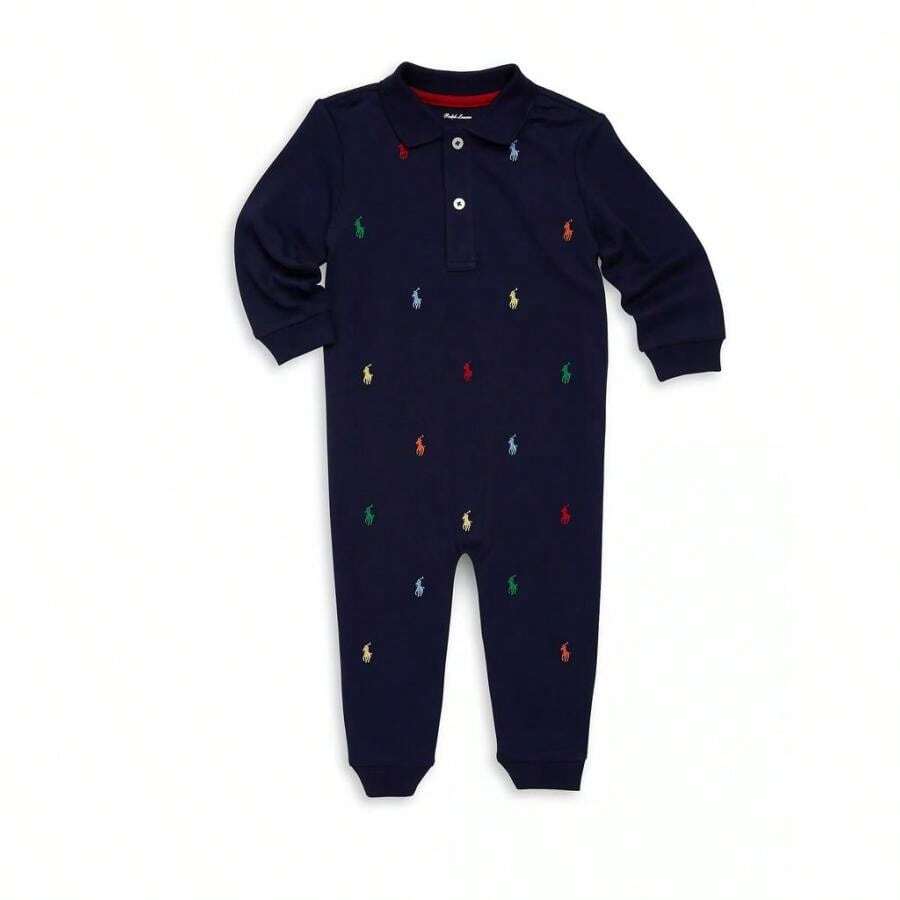 Ralph Lauren Polo  | Baby Boy's Pony Cotton Interlock Coverall - French Navy - View 1