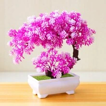 人工植物盆栽櫻花、雪球花、松樹、蓮花、雲杉子、山龍鬚樹和蓮花迷你盆景，辦公室家居裝飾創意飾品 - 荷花款 - 查看 13