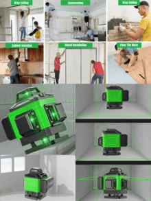 4D激光水平儀12/16線360水平垂直十字自動平衡激光水平儀，最佳可充電綠光束測量工具 - 綠光8線 - 查看 2