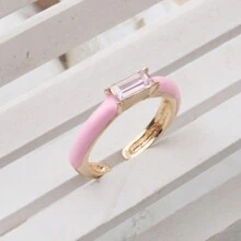 1 Open-Ended Ring Bohemian Candy Color Drip Oil Rectangle Glass Stackable Ring For Women - Statement Jewelry Gift - Geometry - View 16