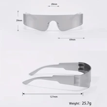 1pc Futuristic Rectangular One-Piece Fashion Glasses For Men, Couple, Street Style, Disco, Funny, Unique, Sports, Millennium, Sci-Fi Atmosphere, Prop Fashion Glasses Beach Accessories Glasses Shades Looks Street Style And Suit For Sweater Jacket Sweatshirt Hoodie Leather Pants And Cargo Pants For Summer Beach Vacation,Outdoor,Travel