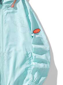 Summer Workout 1pc Men's Sun Protection Clothing Thin Fishing Anti-UV Jacket With Hood And Drawstring, Zipper, Elastic Cuff And Printed Arm Badge