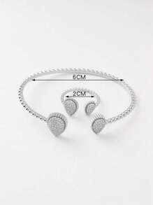 1set Women's Simple And Multi-Functional Open Bangle Ring Set With Teardrop-Shaped Design