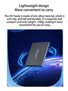Lenovo ZX7 Solid State Drive USB3.1 High-Speed External PSSD Disk 512G/1TB/2TB Mobile Phone Computer Dual-Use Compact Portable