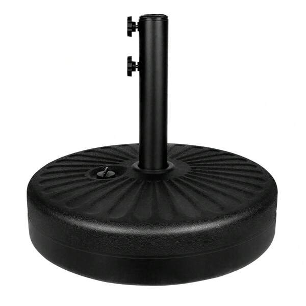 50LBS Round Umbrella Base Water Filled With Steel Umbrella Holder, Heavy Duty Fillable Umbrella Base Stand For Outdoor, Patio, Lawn, Garden (Black)