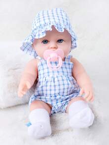 Búp bê em bé 12 inch Búp bê mô phỏng em bé dễ thương Bộ đồ liền thân kẻ sọc xanh Quần áo liền thân Váy búp bê Đồ chơi Búp bê dễ thương Quà tặng hoàn hảo cho trẻ em - Màu xanh lam - Xem 10