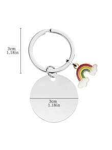 1pc Personalized Silver Stainless Steel Pet ID Tag With Rainbow Pendant, Engraved With Pet Name On Front And Contact Information/Address On Back, Anti-Lost Pet Identification Tag, Suitable For Large, Medium, And Small Pets