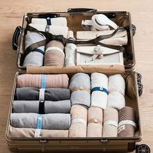 10 件带扣眼的松紧带、可拉伸可连接紧固带、卷起式衣物收纳带、带纽扣的可调节衣物收纳带、旅行行李节省空间器、抽屉和衣柜整理器、衣物整理器分类带、用于旅行、商务旅行、行李存放、返校、商务旅行、极简主义、男女通用、旅行配件、返校用品（颜色随机） - 彩色 - 查看 4