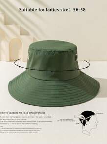 1pc Foldable Waterproof Bucket Hat, Outdoor Sun Protection Cap For Women/Men, Summer Vacation Hat - Army Green - View 4