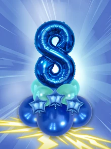 12pcs/Set 32-Inch (Approx. 80cm) Multicolor Number Balloons, 0-9 Large Metallic Foil Number Balloons Made Of Polyester Film, Suitable For Birthday Party Decorations, Wedding Anniversary Celebrations, Baby Showers, And All Festive Occasions - Multicolor - View 12