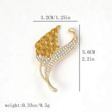 Golden Wheat-Shaped Crystal Brooch Pin, Clothes Fixing Clip Prevent Slipping, Exquisite Accessory Decoration - Gold - View 4