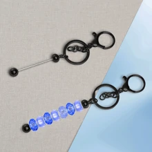 1/3/5/8/10/16/24/36/48 Pcs Blank Beaded Keychain Chains, Metal Beaded Keychain Chains, Beaded Pendant Jewelry Keychain, DIY Craft Supplies For Christmas, Valentine's Day Gifts