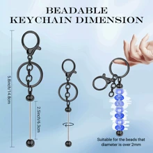 1/3/5/8/10/16/24/36/48 Pcs Blank Beaded Keychain Chains, Metal Beaded Keychain Chains, Beaded Pendant Jewelry Keychain, DIY Craft Supplies For Christmas, Valentine's Day Gifts