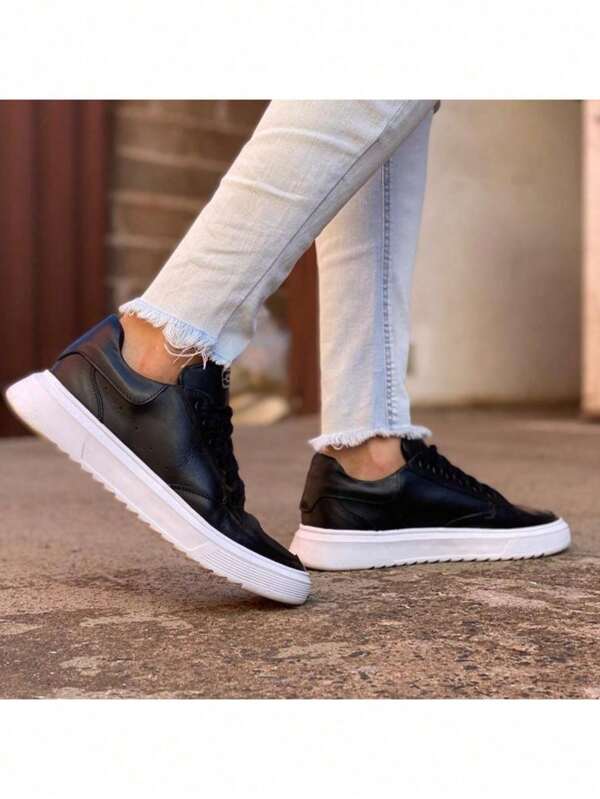 Tenis Masculino casual sneaker sola alta leve e com estilo Casual Na Promoção Cor Preto