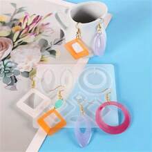 1pc Crystal Pendant Earring Mold - Make Unique Jewelry With Easy DIY Craft Experience - Flexible Silicone Material, Compatible With UV Curing Epoxy Resin, Ideal For Craft Lovers - Multicolor - View 3
