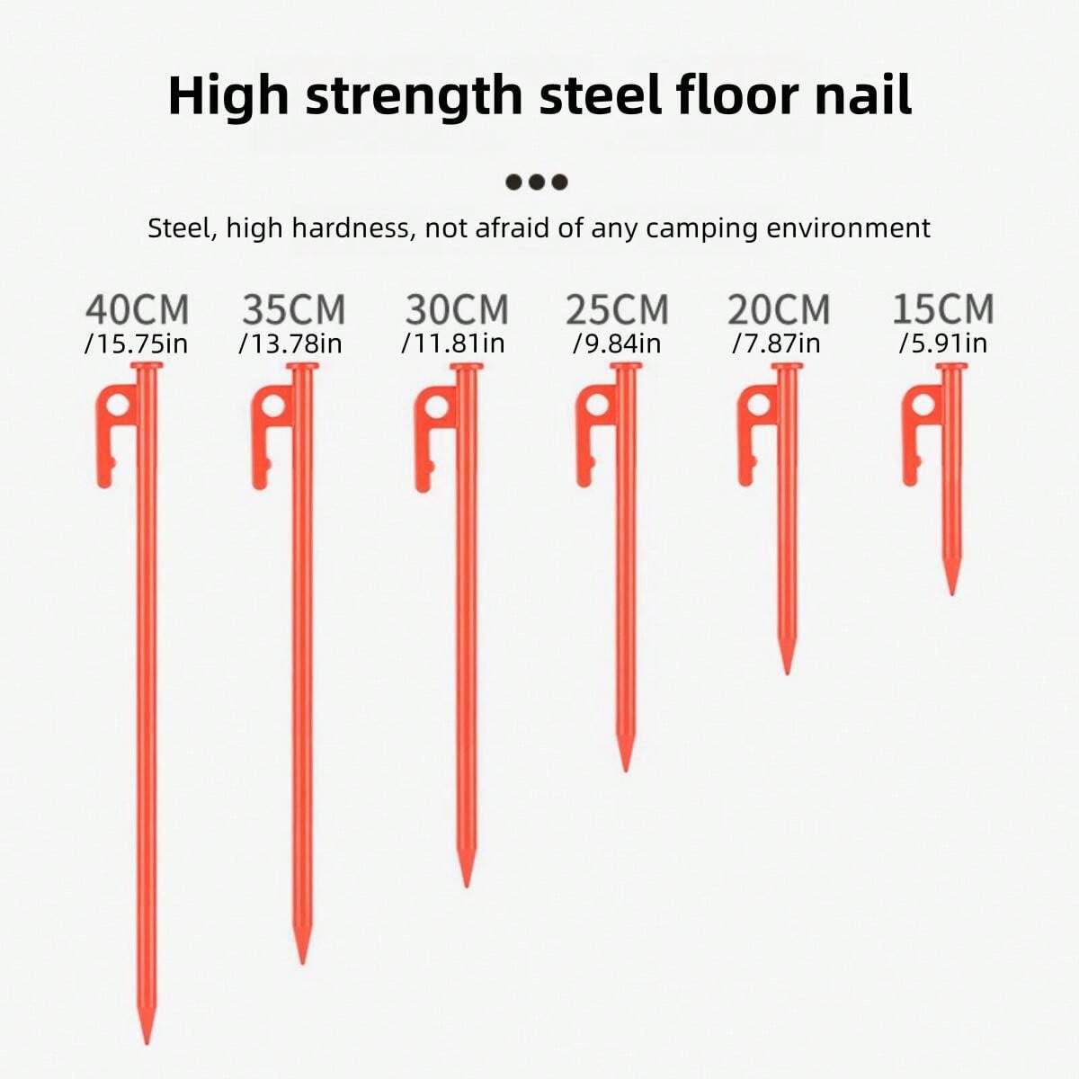 Outdoor ExtraLong Colorful Tent Pegs, Black HeavyDuty Steel Stakes