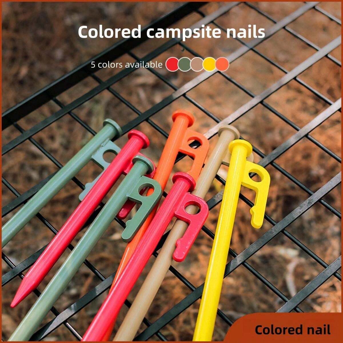 Outdoor ExtraLong Colorful Tent Pegs, Black HeavyDuty Steel Stakes