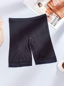 3 piezas Bragas de bikini con panel de encaje transpirable de talla grande, negro