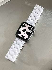 1pc Women's Fashionable White Band, Compatible With Apple Watch 38mm 40mm 41mm 42mm 44mm 45mm 46mm 49mm, Classic Minimalist Style Band, Compatible With Apple Watch Series 11 10 9 8 SE 7 6 5 4 3 2 1 Ultra 3/2/1, Elegant Smart Watch Replacement Accessory, Fashionable Smart Watch Band, Compatible With Apple Watch Bands - White - View 8