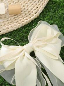 1 pieza Elegante y suave estilo beige Lazo de cinta de malla de encaje, Moño para el cabello Día de San Valentín, Accesorios para el cabello, Pasadores para el cabello, Pinzas para el cabello, Cosas de la escuela, Universidad, Moños, Lindo, Accesorios para la cabeza, Pasador para el cabello, Verano, Vacaciones, Viaje - Beis - Ver 2