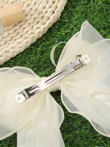 1 pieza Elegante y suave estilo beige Lazo de cinta de malla de encaje, Moño para el cabello Día de San Valentín, Accesorios para el cabello, Pasadores para el cabello, Pinzas para el cabello, Cosas de la escuela, Universidad, Moños, Lindo, Accesorios para la cabeza, Pasador para el cabello, Verano, Vacaciones, Viaje - Beis - Ver 3