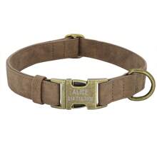 Customizable PU Vintage Dog Collar With Engraved Name, Solid Color Leather Adjustable Collar, Anti-Lost, Available In Purple, Pink, Blue, Green, And Brown Ornamental Stylish,Contracted,Colorful,Cute,Cuties,Vintage Unique,Personalized,Custom Christmas Decor,Dog Name/ID Tags Personalized,Personalized Dog Collars,Treasure Finds Ideal Gifts For Him Her,Family,Friends,Pet Lovers,Pet For Anniversaries,For Birthdays,For Christmas,For Housewarming,For Fall/Autumn/Winter