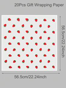 20-Pack Cartoon Strawberry Print Waterproof Floral Wrapping Paper, Semi-Transparent Bouquet Sheets For Weddings & Gifts, Back To School Valentine Day - Multicolor - View 3