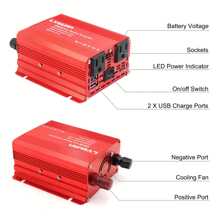 1 X Inversor de energía para coche de 500W, convertidor de 12V a 110V con 2 tomas de corriente, 2 puertos USB y pantalla LED para coche