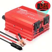 1 X Inversor de energía para coche de 500W, convertidor de 12V a 110V con 2 tomas de corriente, 2 puertos USB y pantalla LED para coche