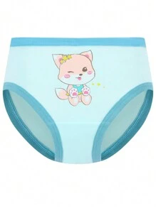 8pcs Young Girl Soft Comfortable Cartoon Pattern Briefs Casual Underwear Set