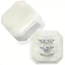 1 Pc Octagon Velvet Ring Box 2/3 Slots , Triple/Double Slot Ring Box Wedding Day Ring Box For Wedding Ceremony Wedding Ring Holder Ring Box For Wedding Proposal Engagement Ring Box Ring Boxes Back To School