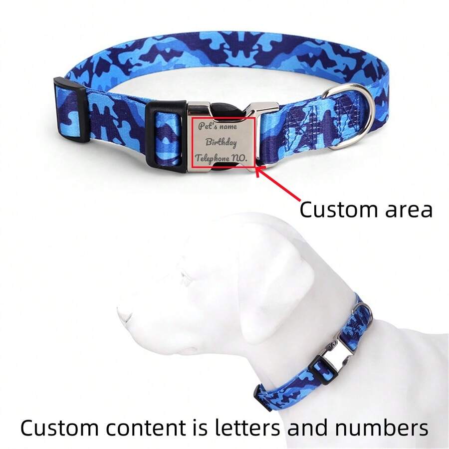 可定制數字印花寵物項圈及名牌，防丟失，適用於中小型犬（泰迪，貴賓犬等），經久耐用