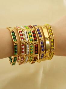 1 pièce Bracelet en acier inoxydable de mode de personnalité pour femmes, bijoux de bracelet en acier de titane de couleur or 18K