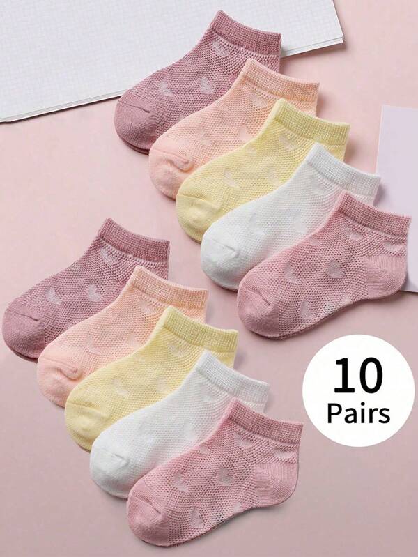 10 Pares De Meias De Tornozelo Para Meninas, Confortáveis, Respiráveis E Casuais Em Renda/malha Para Uso Diário E Esportivo