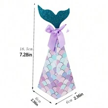 10 Chiếc Người Cá Hộp Kẹo Tặng Bao Bì Túi Giấy Bắp Rang Hộp Trẻ Em Ít Ủng Hộ Nàng Tiên Cá Trang Trí Tiệc Sinh Nhật - Nhiều màu - Xem 2