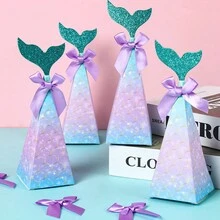 10 Chiếc Người Cá Hộp Kẹo Tặng Bao Bì Túi Giấy Bắp Rang Hộp Trẻ Em Ít Ủng Hộ Nàng Tiên Cá Trang Trí Tiệc Sinh Nhật - Nhiều màu - Xem 1