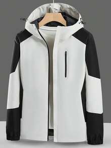春季戶外多拉鍊口袋工作服帽套夾克，中性山地攀岩防風外套 - 灰色 - 查看 2