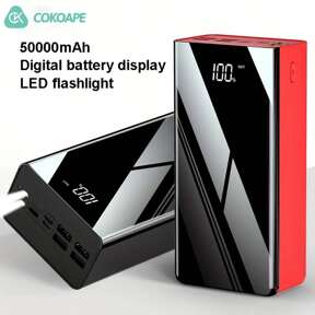 COKOAPE 50000/30000mAh Portable Power Bank, USB Mobile Phone Charger, With LED Power Display/Flashlight, Outdoor Emergency Power Reserve Battery Pack, Camping Lamp, Suitable Compatible With Iphone/Android Mobile Phone Digital Electronic Equipment