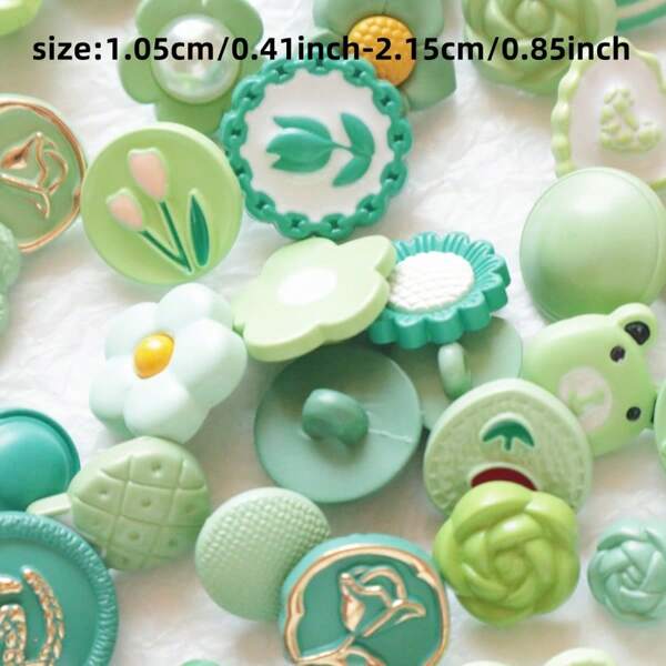 20/30/50/100 piezas Botones decorativos de plástico pintados surtidos de colores con diseños florales, geométricos y de animales para suéteres, abrigos, camisas, vestidos, manualidades DIY