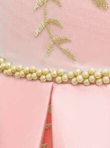 Girls' Embroidered Birthday Party Flower Girl Wedding Dress Princess Gown, Suitable For Wedding, Party, Evening, Does Not Include Headband